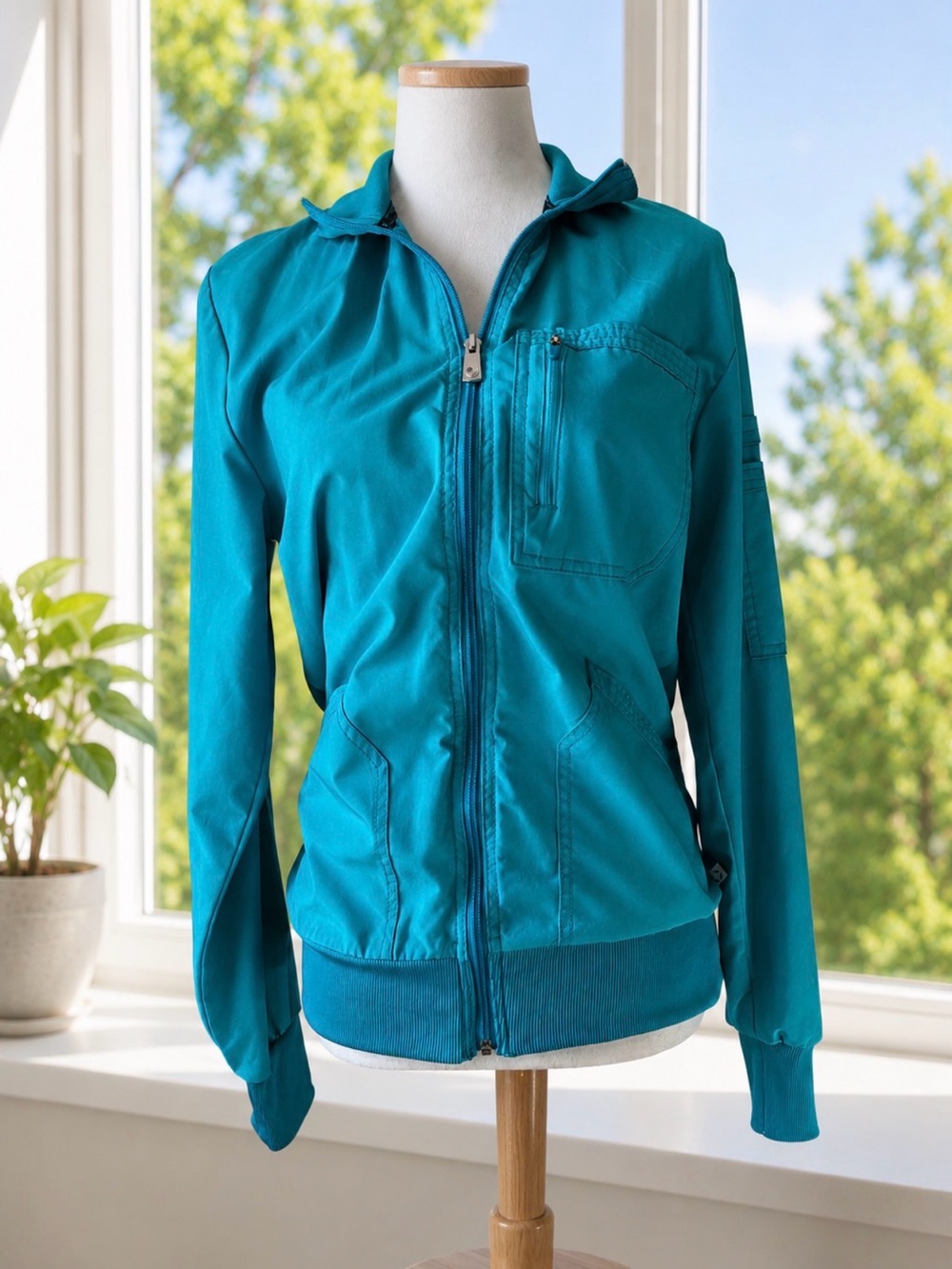 Cherokee Teal Zip-Up Bomber Jacket XS/S Lightweight Athletic Casual